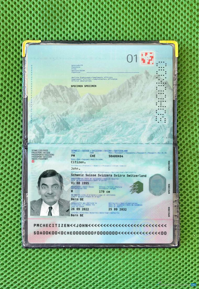 Download Switzerland passport 2022 present photolook Photoshop template